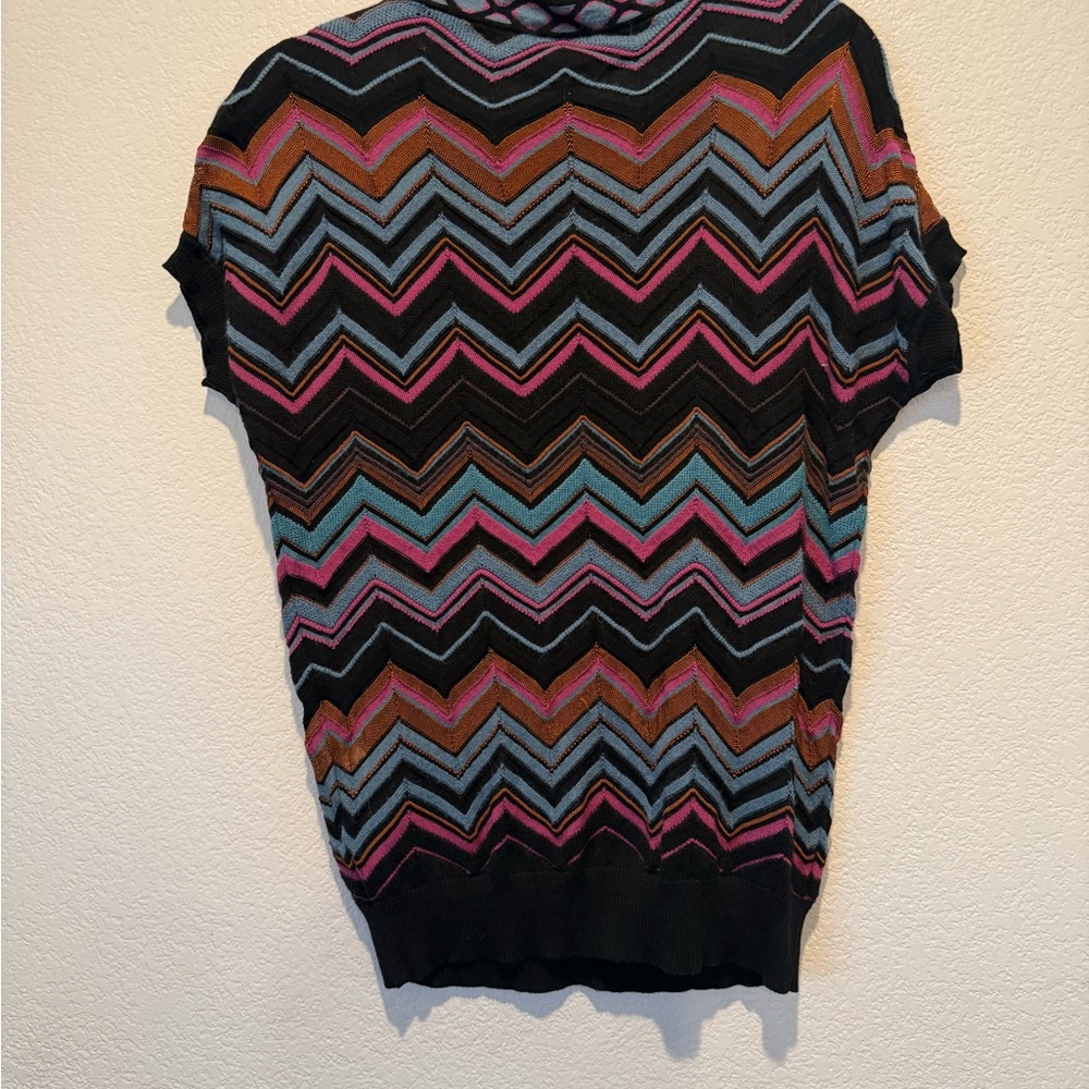 Missoni Multicolor Chevron Knit Sleeveless Sweatshirt - Black, Pink, Blue, Brown - Picture 6 of 15